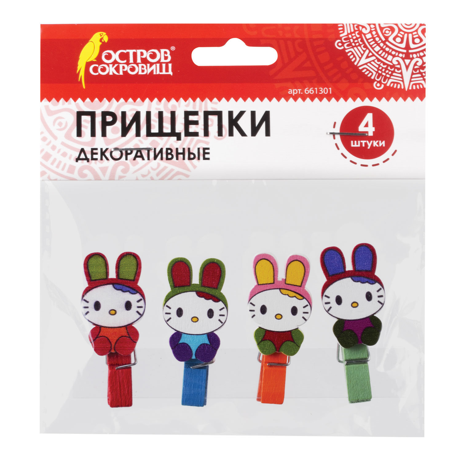 Прищепки декоративные Зайчики, 4 штуки, 3,5 см, ассорти, ОСТРОВ СОКРОВИЩ, 661301, Разноцветный
Прищепки декоративные Зайчики, 4 штуки, 3,5 см, ассорти, ОСТРОВ СОКРОВИЩ, 661301, Разноцветный