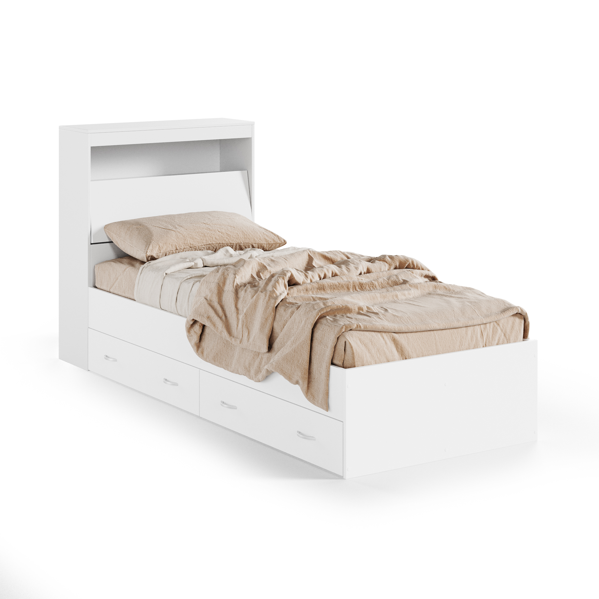 фото Кровать ruhome24 виктория 90х200 белая с блоком и ящиками