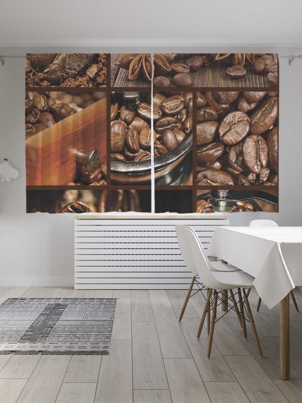 фото Шторы с фотопечатью joyarty "кофе с корицей" из сатена, 290х180 см