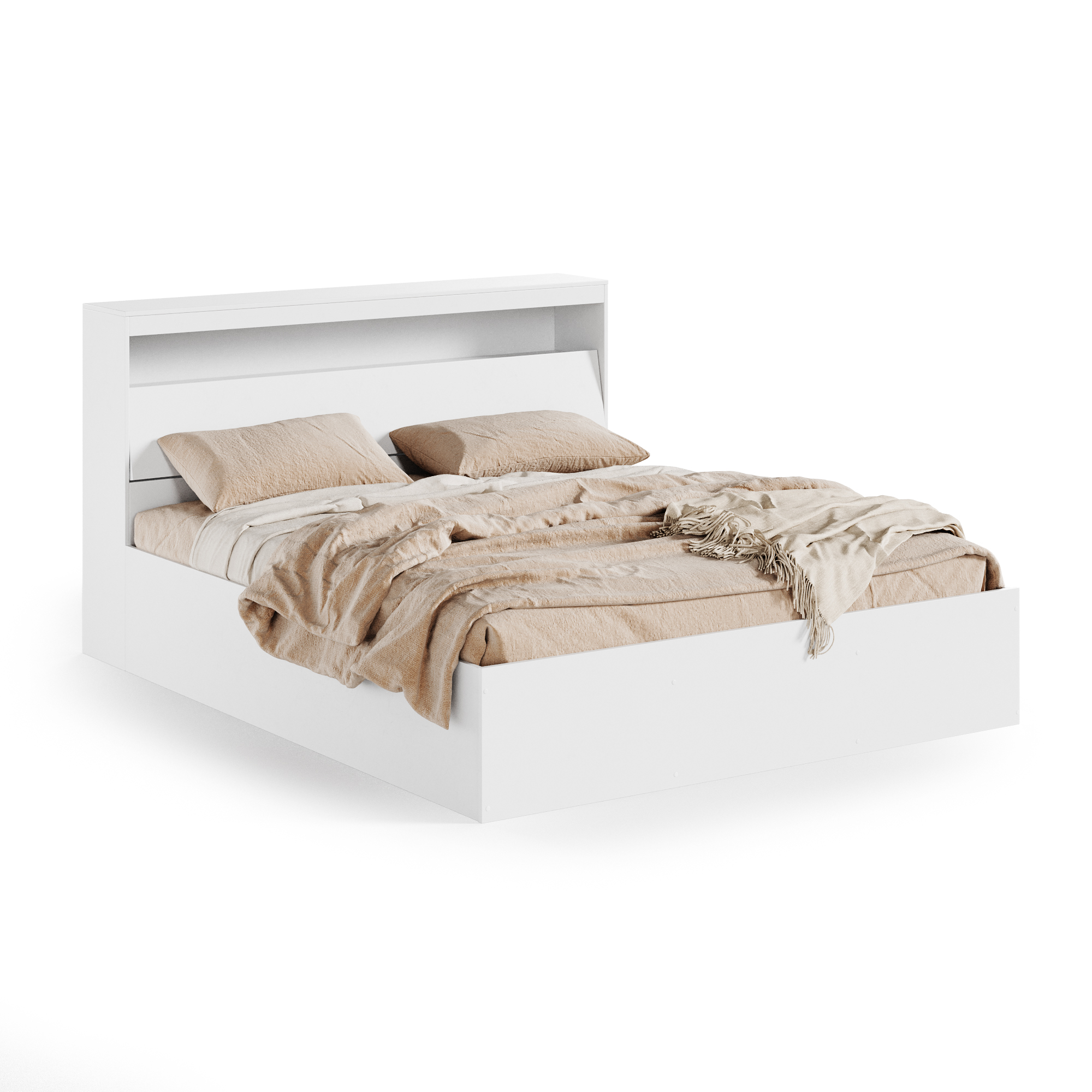 фото Кровать ruhome24 виктория 160х200 белая с блоком