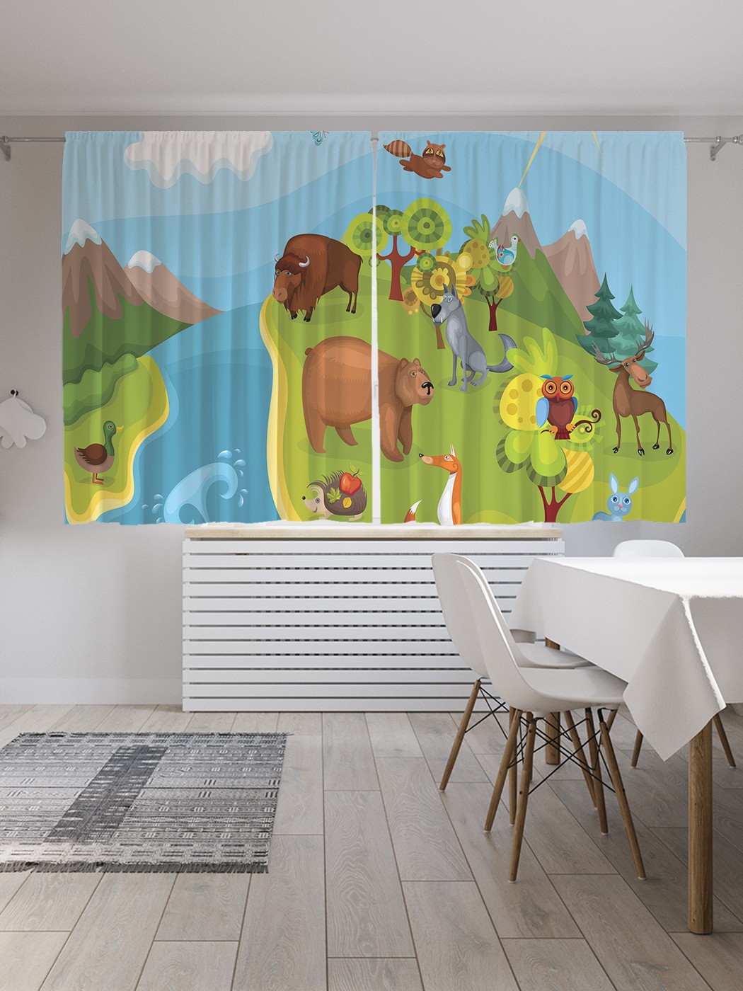 фото Шторы с фотопечатью joyarty "животный мир континентов" из сатена, 290х180 см