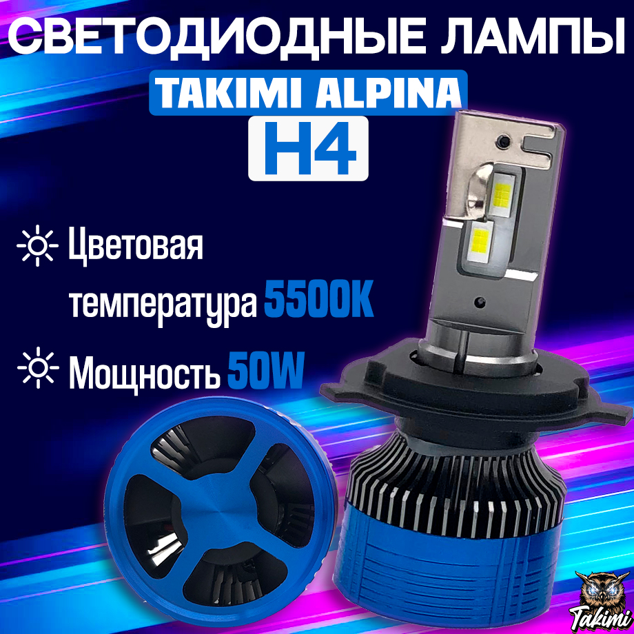 Светодиодные автомобильные LED лампы TaKiMi Alpina H4 5500K / Автосвет для машины / Белый, TakimiA
Светодиодные автомобильные LED лампы TaKiMi Alpina H4 5500K / Автосвет для машины / Белый, TakimiA