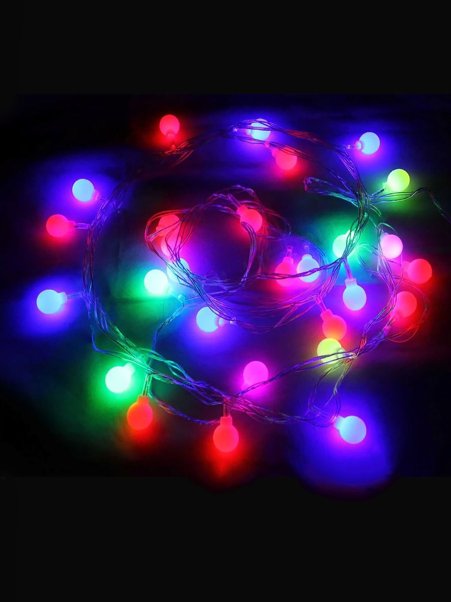 фото Новогодняя электрическая гирлянда шарики 102738 5 м разноцветный nobrand