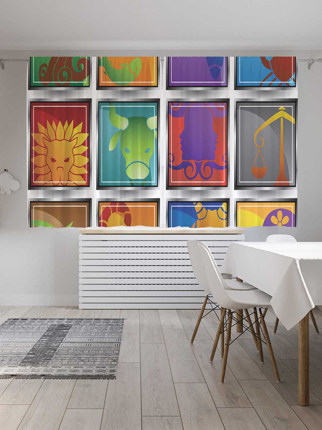 фото Шторы с фотопечатью joyarty "знаки зодиака" из сатена, 290х180 см