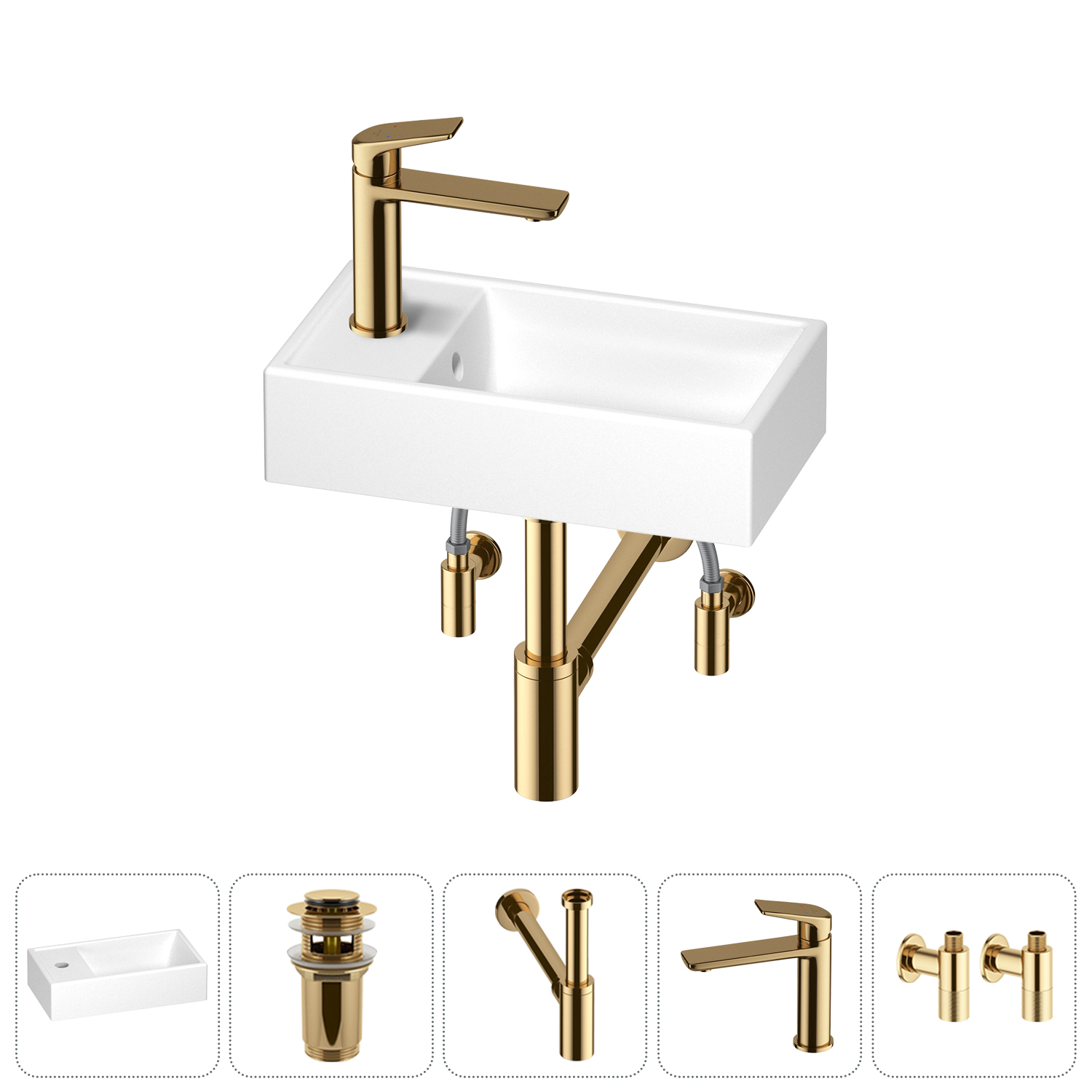 Маленькая раковина для ванной комнаты или туалета Wellsee WC Area 202010501 в наборе 5 в 1, Золото, WC AREA_complects
Маленькая раковина для ванной комнаты или туалета Wellsee WC Area 202010501 в наборе 5 в 1, Золото, WC AREA_complects