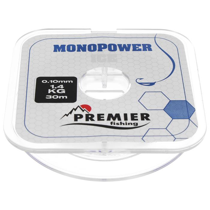 фото Леска premier fishing monopower ice 0,10 мм, 30 м clear nylon