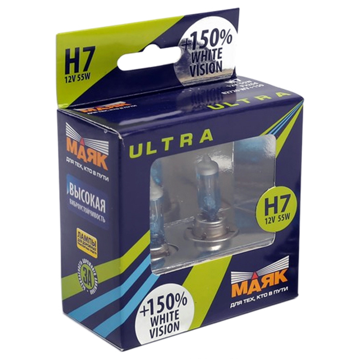 Автолампа H7 12V 55W (Px26d) White Vision +150% (2шт.) 82720WV+150new "Маяк УЛЬТРА", 0979897
Автолампа H7 12V 55W (Px26d) White Vision +150% (2шт.) 82720WV+150new "Маяк УЛЬТРА", 0979897