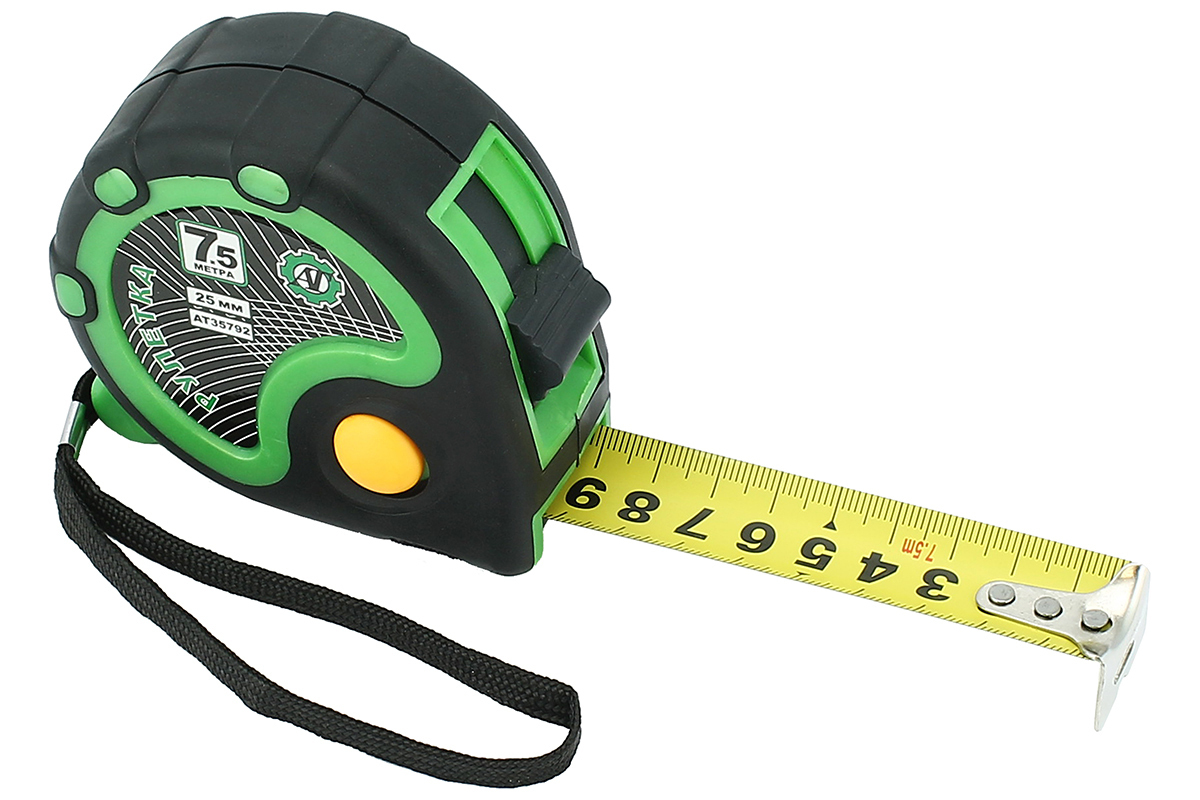 фото Рулетка измерительная at 7,5м х 25мм с 3 фиксаторами и зажимом для пояса