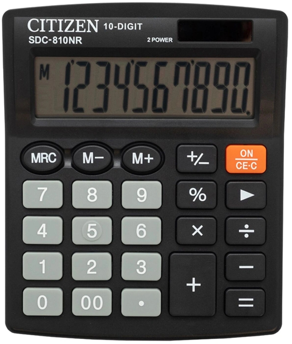 Калькулятор настольный Citizen SDC810NR, 10 разр., двойное питание, 127*105*21мм, черный, SDC-810NR
Калькулятор настольный Citizen SDC810NR, 10 разр., двойное питание, 127*105*21мм, черный, SDC-810NR