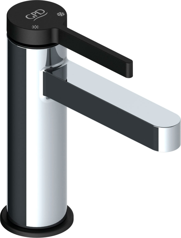 фото Gpd смеситель gpd gildo colored mlb165-k-s для раковины хром/чёрный