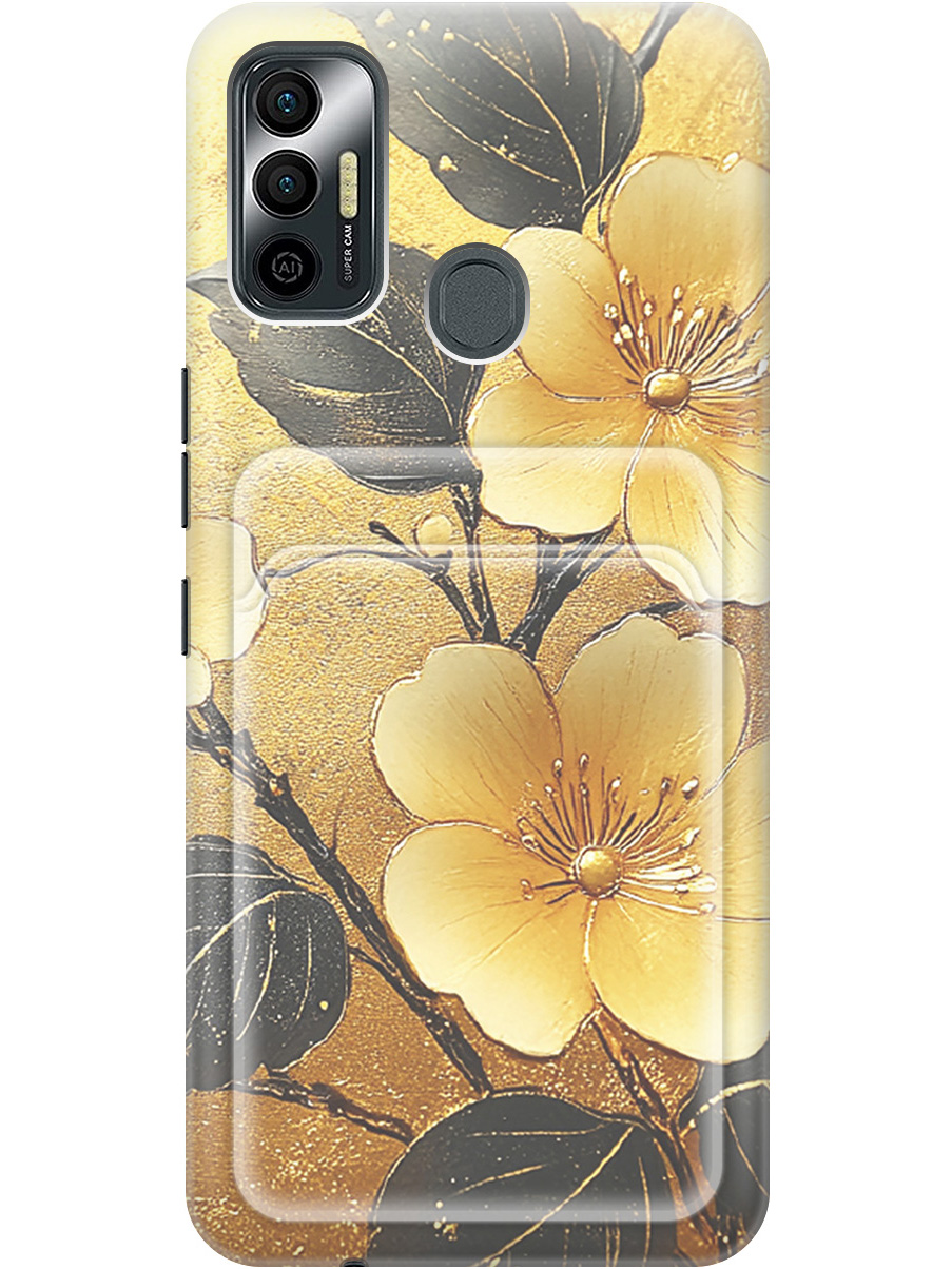 Силиконовый чехол на Tecno Spark 7 с принтом "Цветы и золото" с карманом для карты, Прозрачный;желтый;черный, 741736124
Силиконовый чехол на Tecno Spark 7 с принтом "Цветы и золото" с карманом для карты, Прозрачный;желтый;черный, 741736124