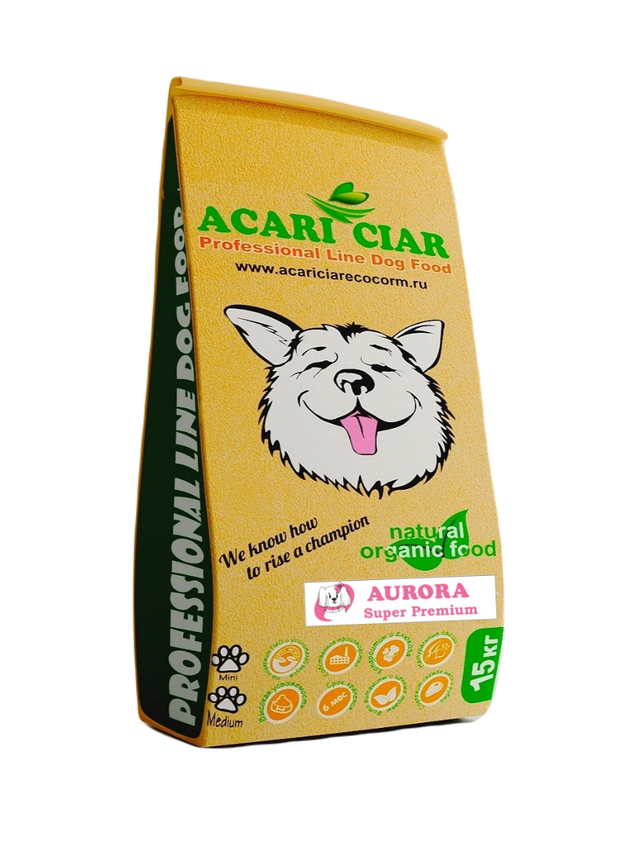 Сухой корм для собак Acari Ciar AURORA с говядиной, средние гранулы, супер премиум, 15 кг, Aurora15M
Сухой корм для собак Acari Ciar AURORA с говядиной, средние гранулы, супер премиум, 15 кг, Aurora15M