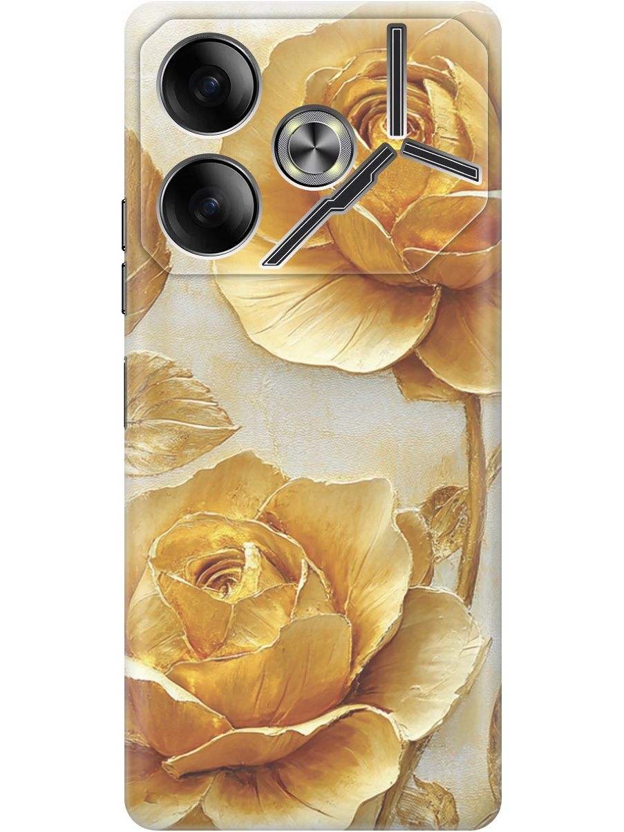 Силиконовый чехол на Tecno Pova 6 с принтом "Золотые розы", Прозрачный;золотистый;белый, 782634223 
Силиконовый чехол на Tecno Pova 6 с принтом "Золотые розы", Прозрачный;золотистый;белый, 782634223