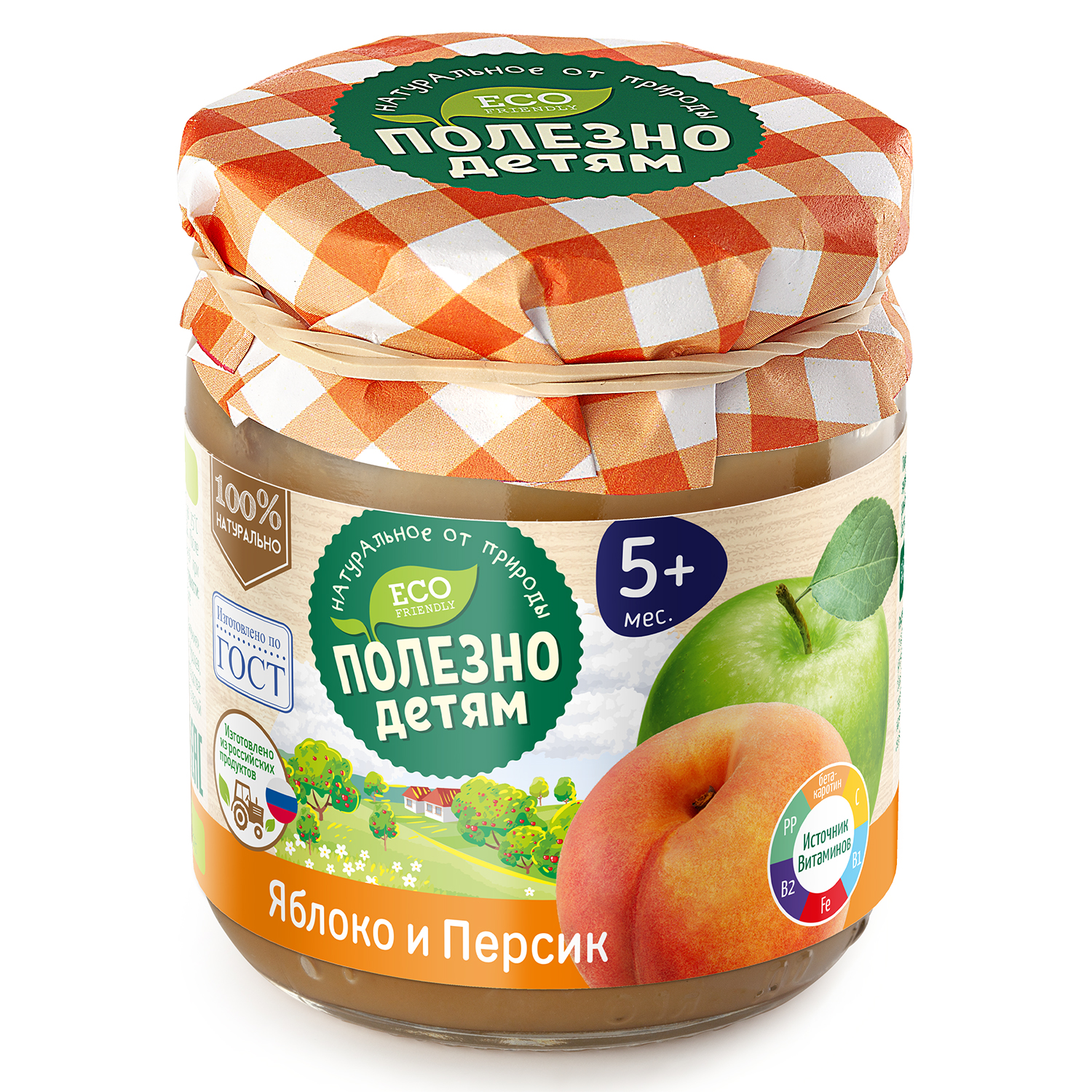 Пюре Полезно Детям фруктовое яблоко-персик ГОСТ, 100 г, с 5 месяцев
Пюре Полезно Детям фруктовое яблоко-персик ГОСТ, 100 г, с 5 месяцев