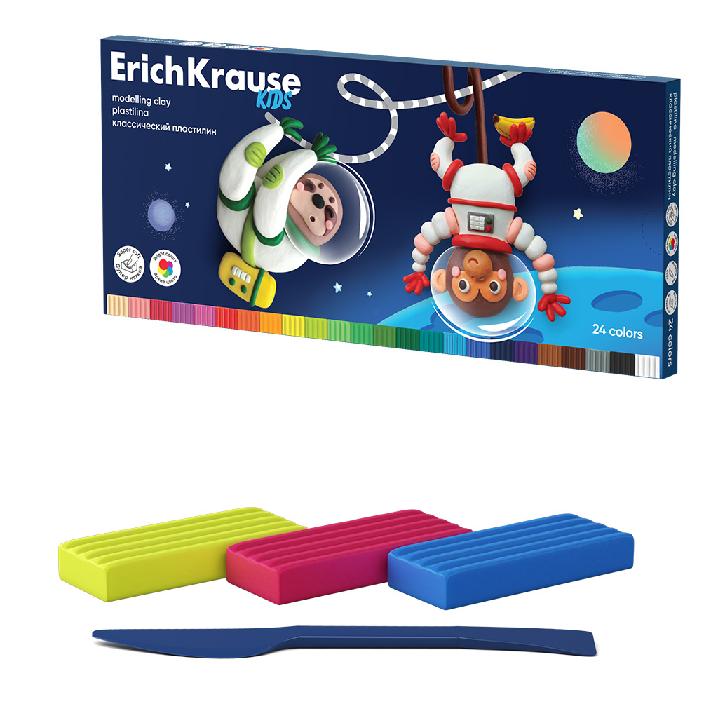 Пластилин классический ErichKrause Kids Space Animals 24 цвета, в коробке 24 шт 61335, Разноцветный
Пластилин классический ErichKrause Kids Space Animals 24 цвета, в коробке 24 шт 61335, Разноцветный
