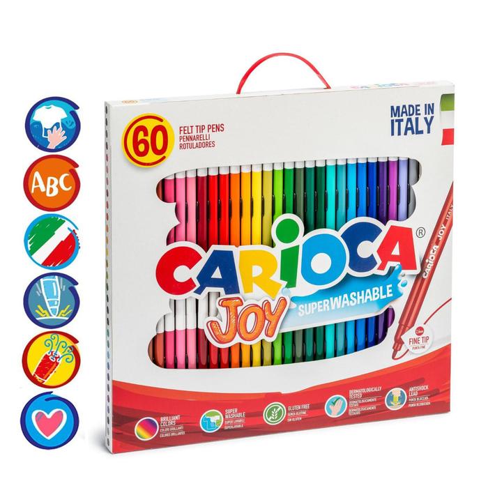 Фломастеры CARIOCA Joy, 60 шт, 30 цветов, суперсмываемые, картонная коробка с ручкой, Разноцветный
Фломастеры CARIOCA Joy, 60 шт, 30 цветов, суперсмываемые, картонная коробка с ручкой, Разноцветный