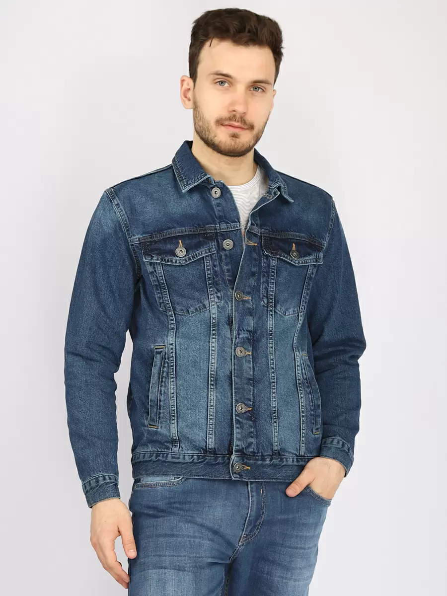 фото Джинсовая куртка мужская a passion play 221tr(bw-0002)-0101 синяя xl