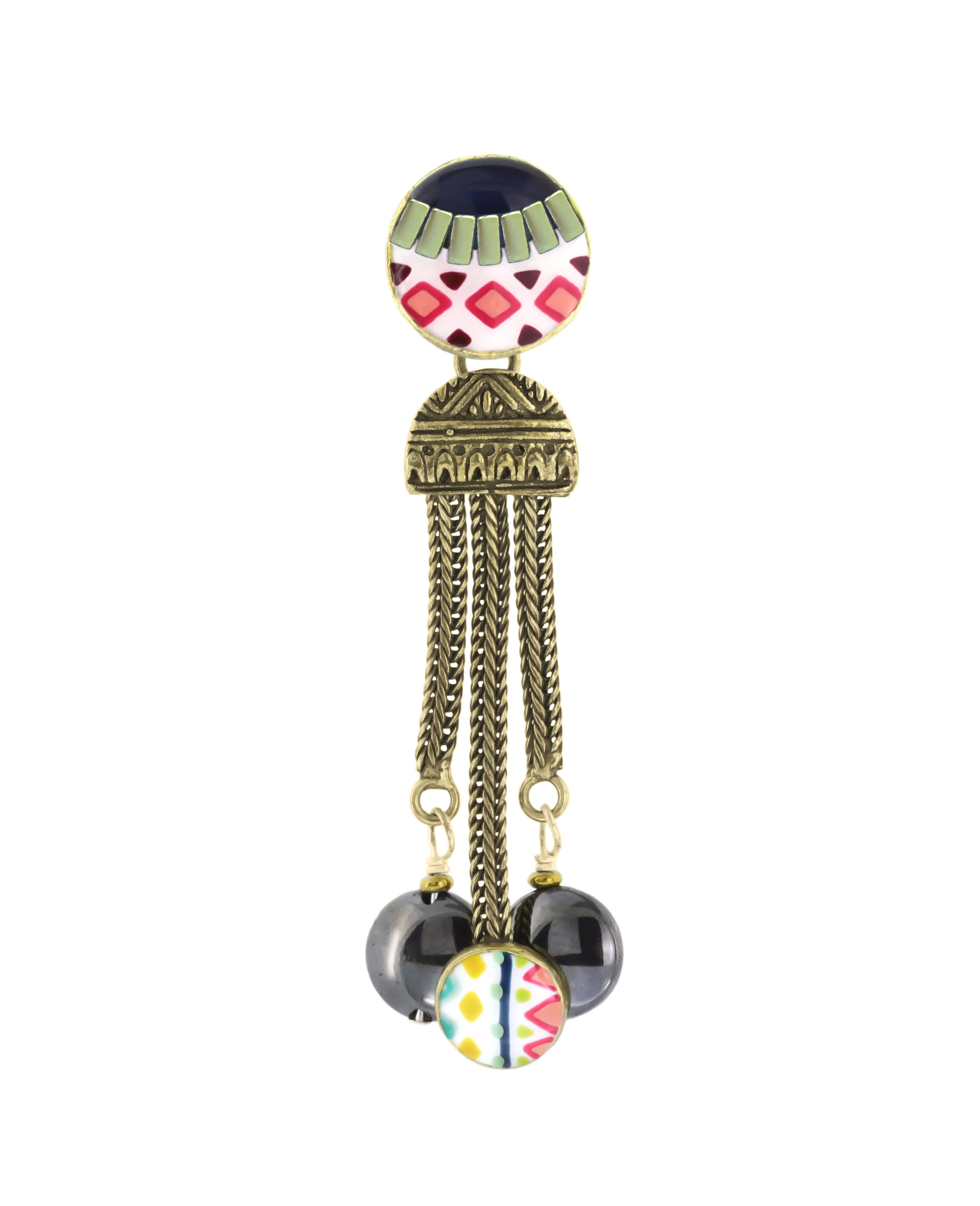 Серьги TARATATA, Seduction, бронзовые с цветной эмалью, кристаллами и гематитом, TT-E19-02, TT-E19-02913-30M 
Серьги TARATATA, Seduction, бронзовые с цветной эмалью, кристаллами и гематитом, TT-E19-02, TT-E19-02913-30M