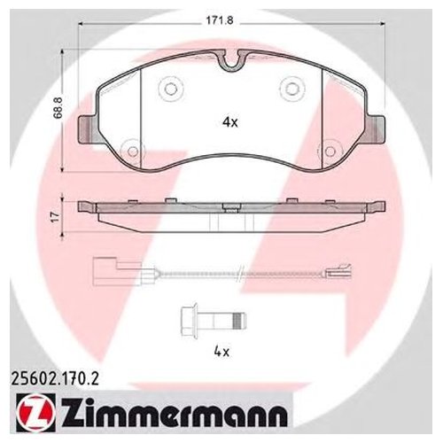 Комплект передних тормозных колодок Zimmermann 256021702 для Ford Tourneo Custom, TRANSIT
Комплект передних тормозных колодок Zimmermann 256021702 для Ford Tourneo Custom, TRANSIT