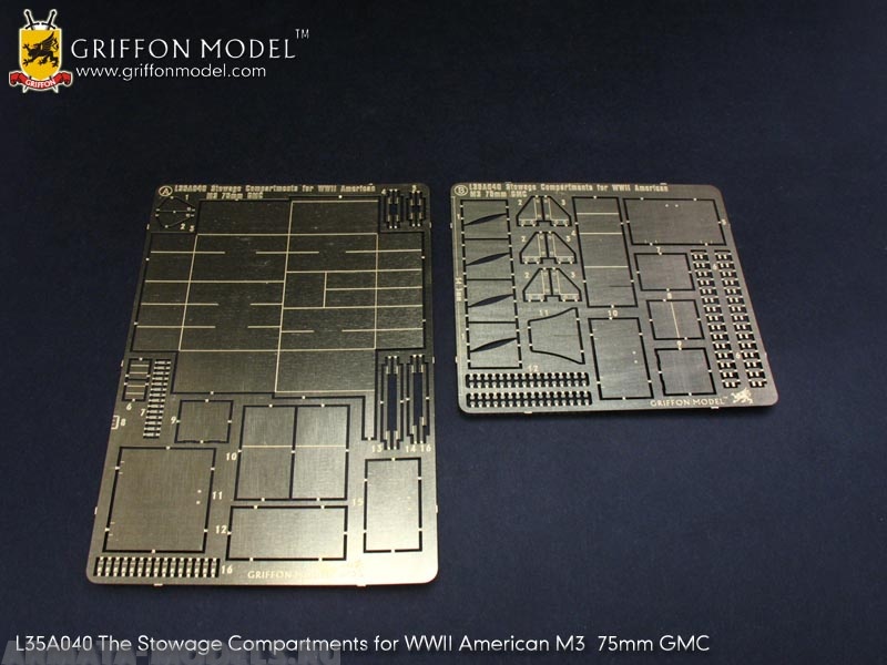 L35A040GR The Stowage Compartments for WW II American M3 75mm GMCfor Dragon 6467 Kit 1/35
L35A040GR The Stowage Compartments for WW II American M3 75mm GMCfor Dragon 6467 Kit 1/35