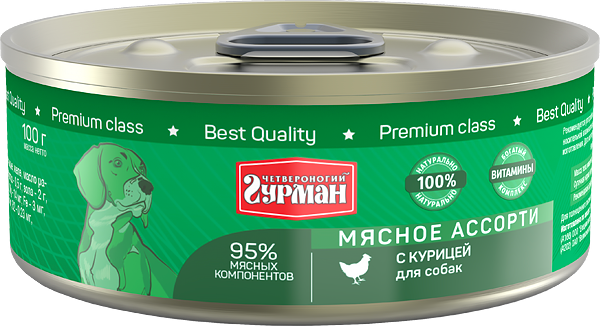 Четвероногий гурман Четвероногий гурман консервы для собак мясное ассорти с птицей 100 г
Четвероногий гурман Четвероногий гурман консервы для собак мясное ассорти с птицей 100 г