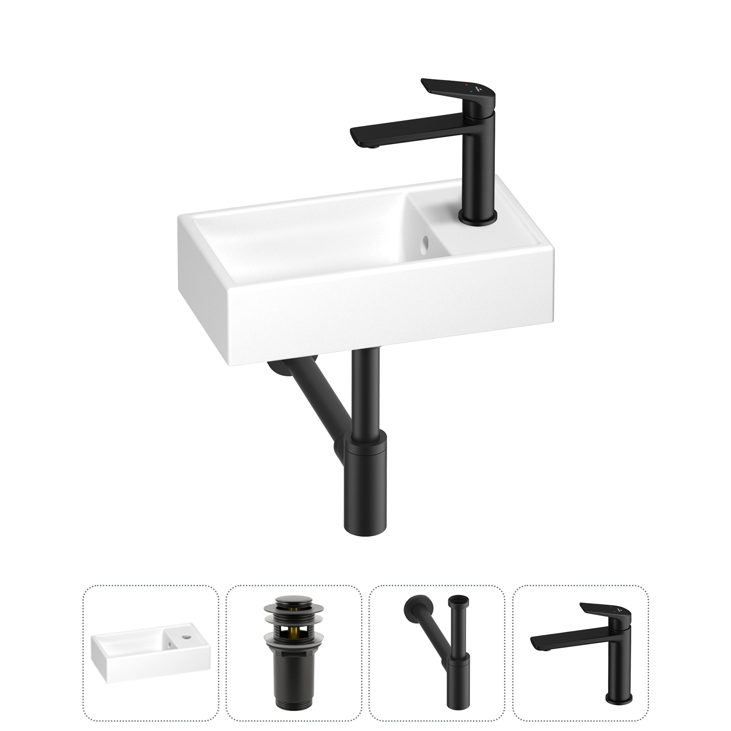 Маленькая раковина для ванной комнаты или туалета Wellsee WC Area 202010464 в наборе 4 в 1, Матовый черный, WC AREA_complects_матовый черный
Маленькая раковина для ванной комнаты или туалета Wellsee WC Area 202010464 в наборе 4 в 1, Матовый черный, WC AREA_complects_матовый черный