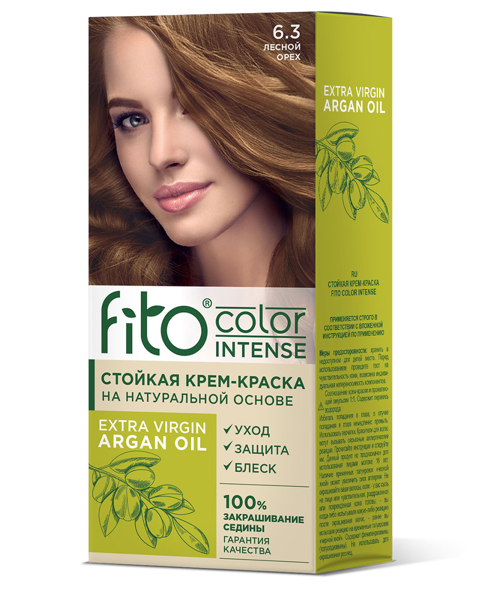 Крем-краска для волос Fito косметик Fito Color Intense стойкая, тон 6.3 Лесной орех, 115мл, Русый
Крем-краска для волос Fito косметик Fito Color Intense стойкая, тон 6.3 Лесной орех, 115мл, Русый