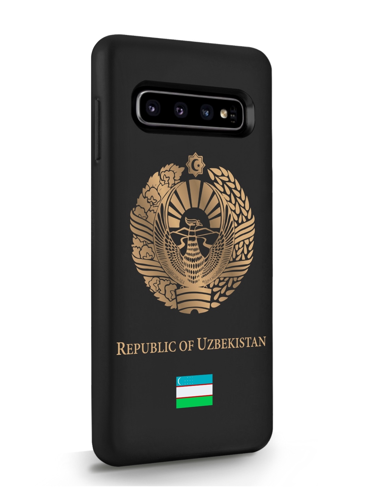 фото Чехол signumcase для samsung galaxy s10 золотой герб узбекистана черный