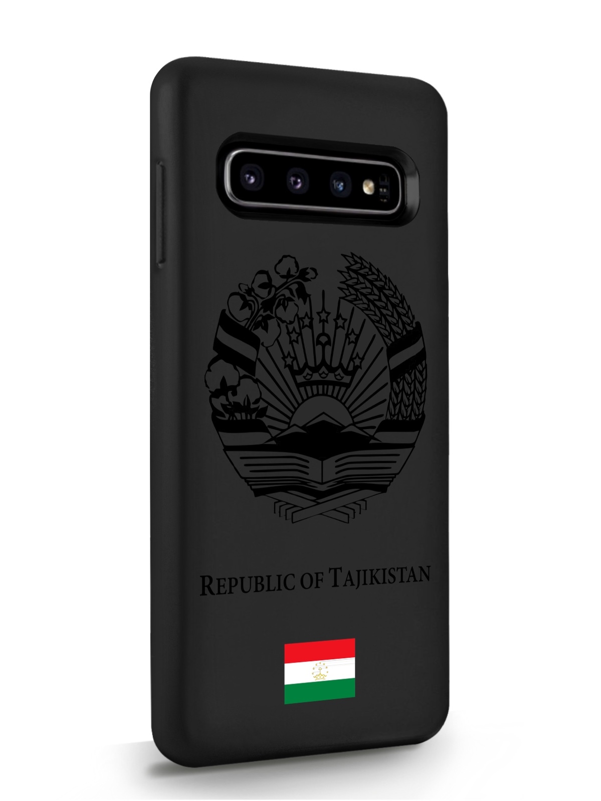 фото Чехол signumcase для samsung galaxy s10 черный лаковый герб таджикистана черный