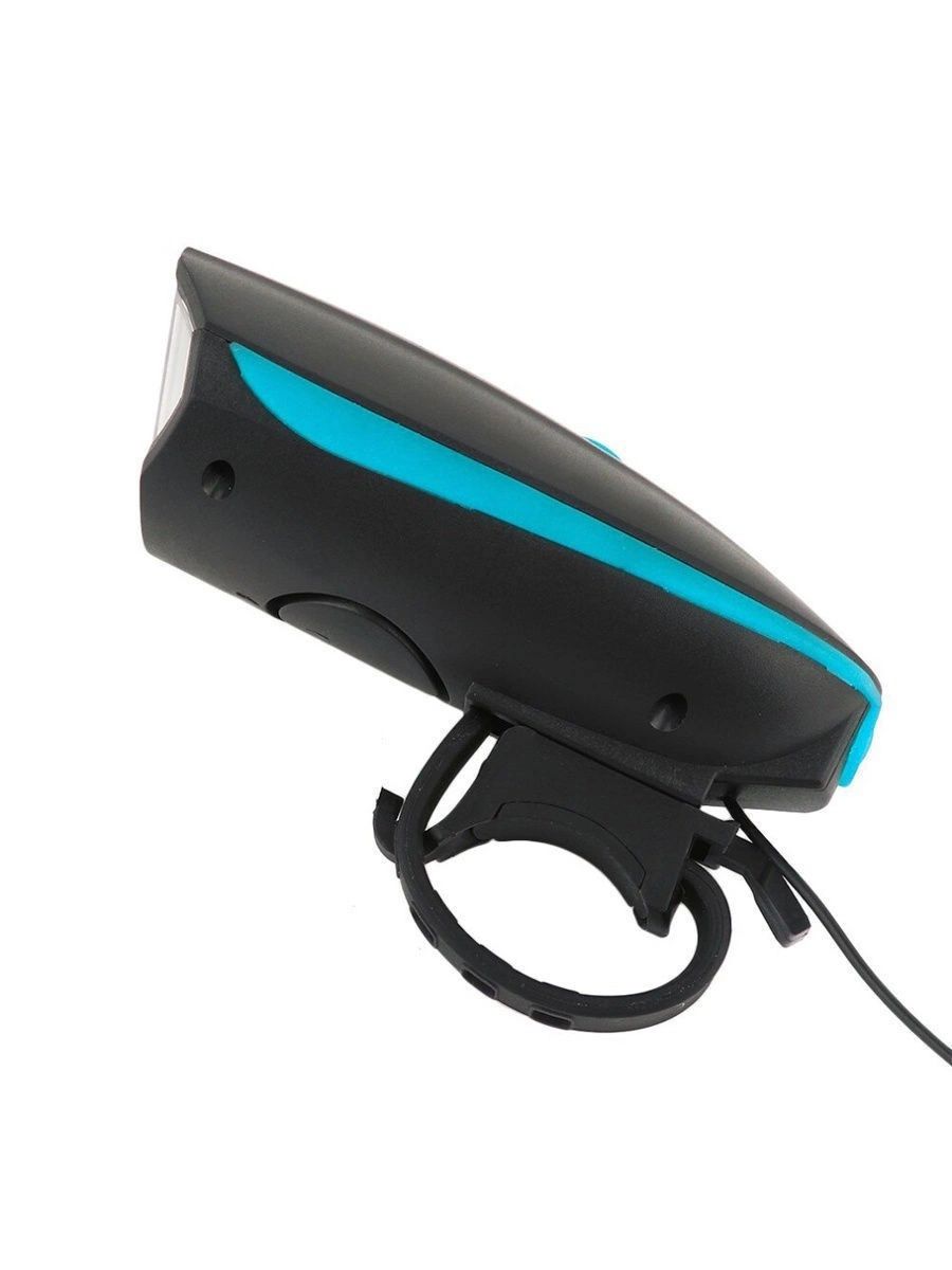 фото Фонарь велосипедный аккумуляторный светодиодный передний с гудком, синий urm