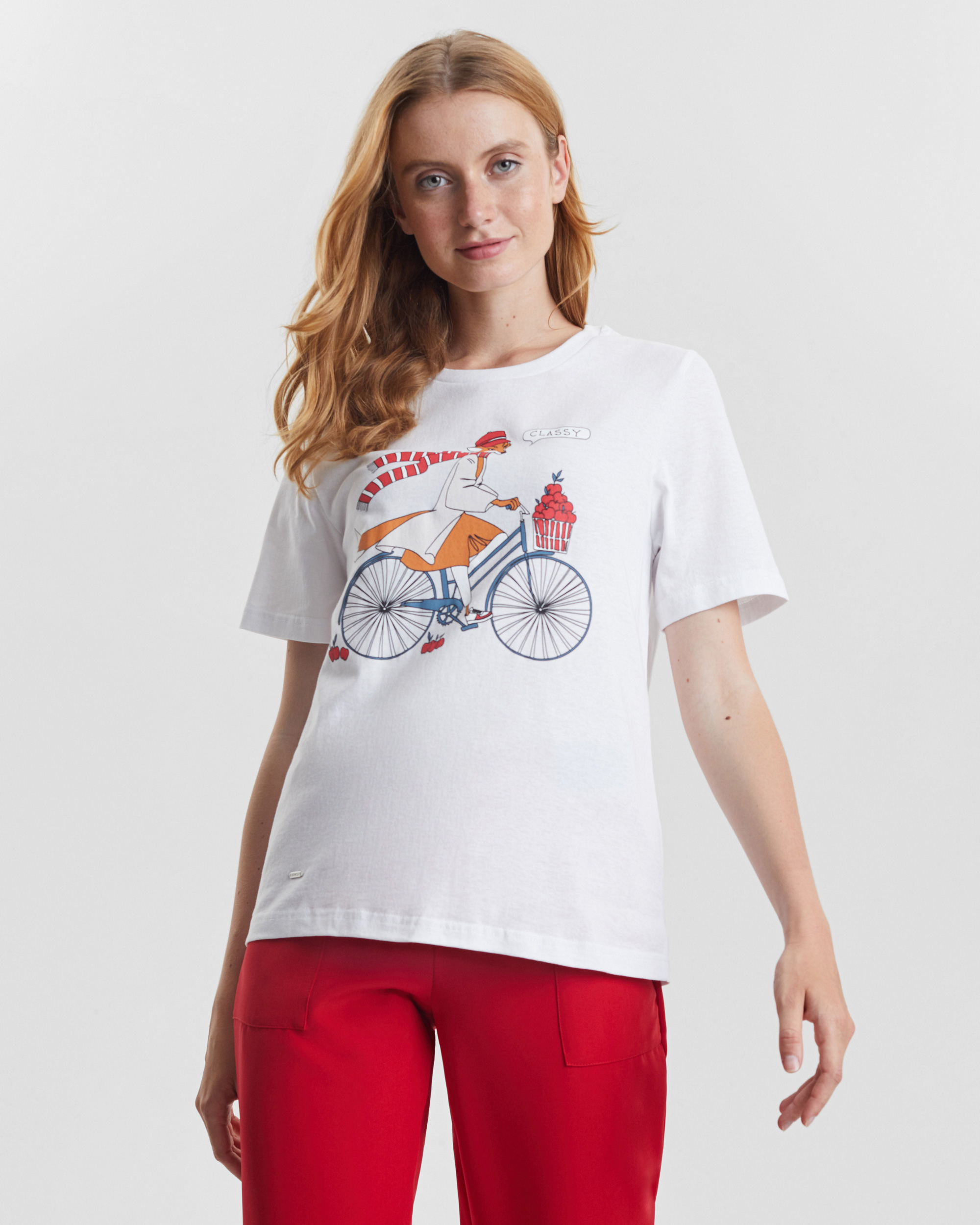 фото Футболка женская barmariska лиса на велосипеде белая m