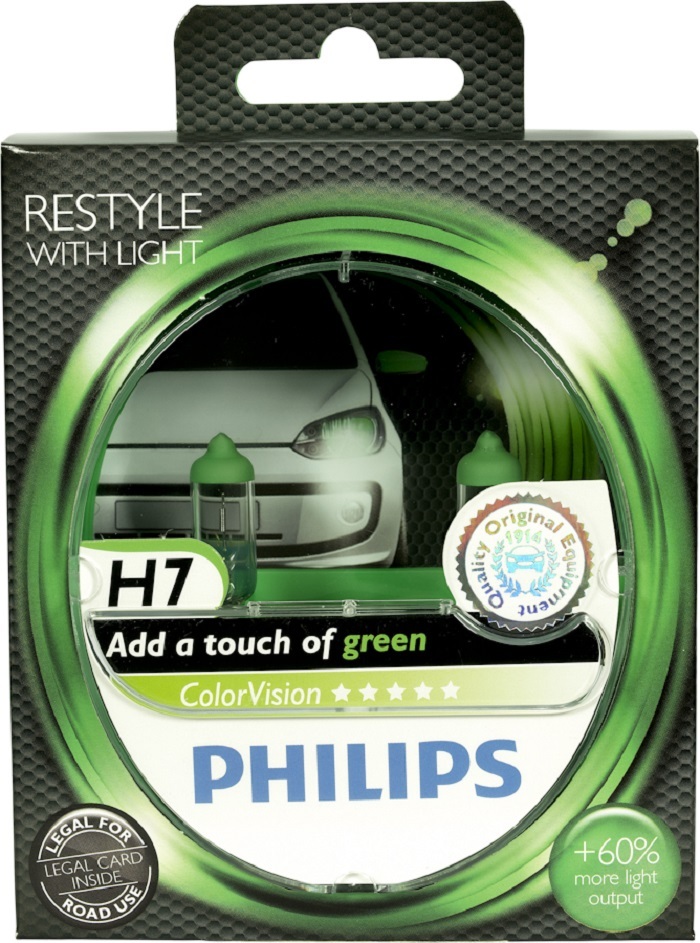 Лампа автомобильная галогенная Philips "ColorVision Green", для фар, цоколь H7 (PX26d), 12, 27869399
Лампа автомобильная галогенная Philips "ColorVision Green", для фар, цоколь H7 (PX26d), 12, 27869399
