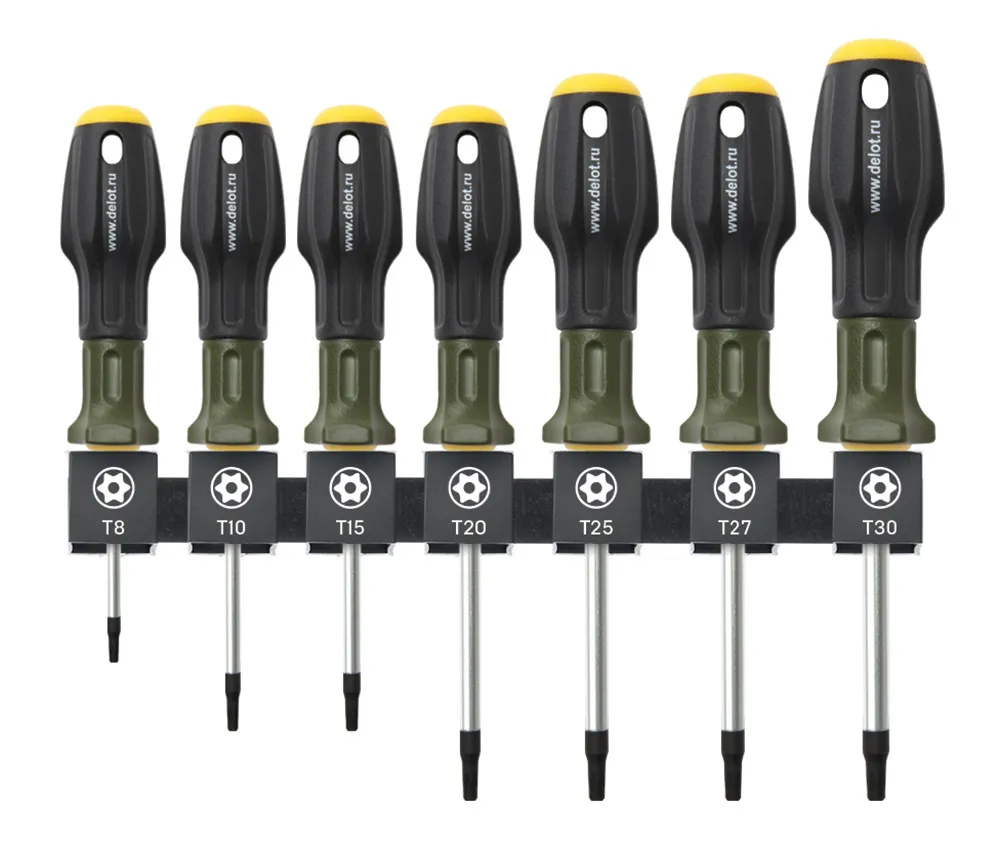 Набор отверток TORX с отверстием (T860, T1080,T1580, T20100, T25100, T27100, T30100, 27880110
Набор отверток TORX с отверстием (T860, T1080,T1580, T20100, T25100, T27100, T30100, 27880110