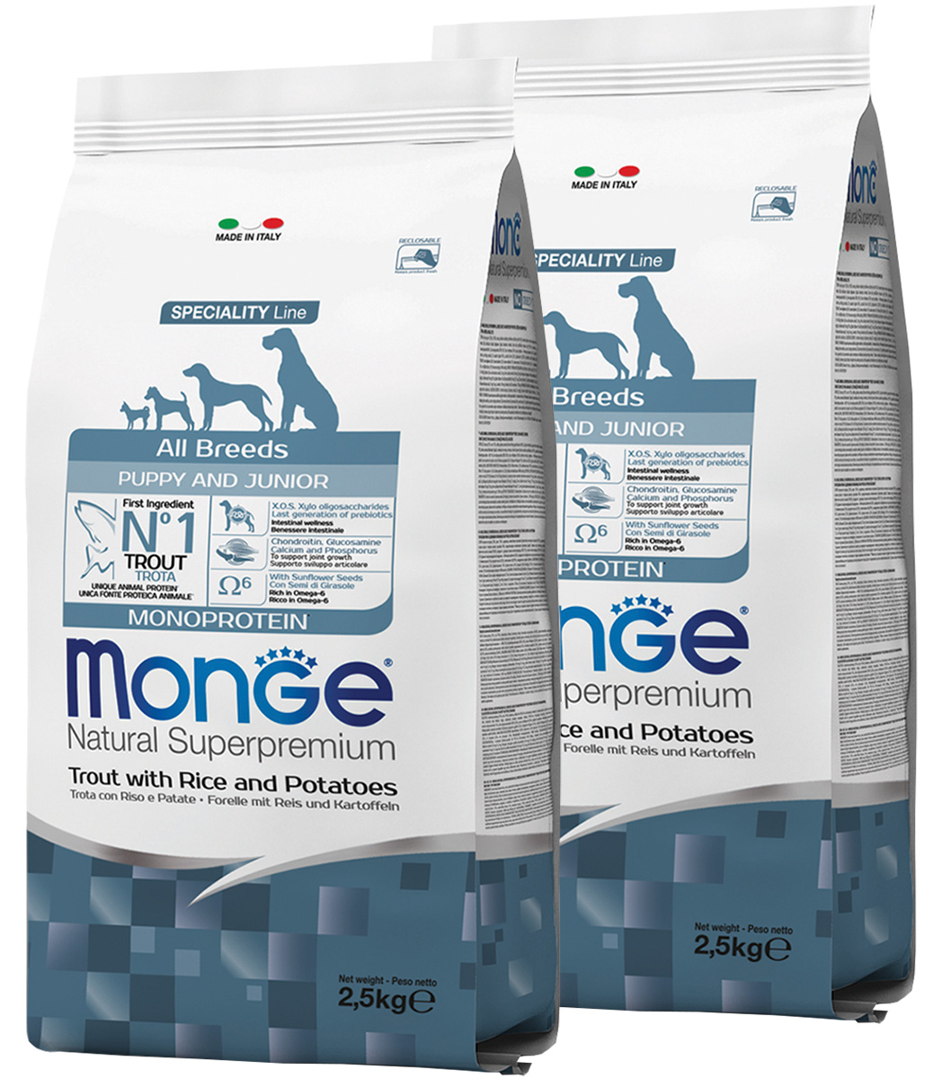 MONGE MONGE SPECIALITY MONOPROTEIN PUPPY & JUNIOR TROUT монобелковый для щенков всех пород
MONGE MONGE SPECIALITY MONOPROTEIN PUPPY & JUNIOR TROUT монобелковый для щенков всех пород