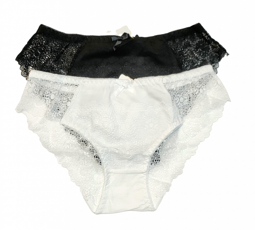фото Комплект трусов женский daiyingyu кружевные цв. черный; белый р.50-52