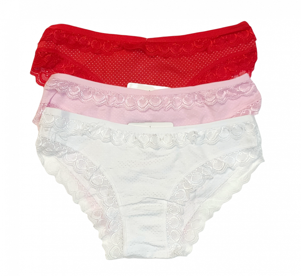 фото Комплект трусов женский haiyun алина цв. белый; красный; розовый р.46