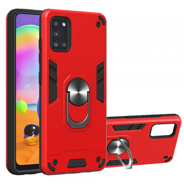 фото Ударопрочный чехол armor ring магнитный держатель для samsung galaxy a31 (красный) epik
