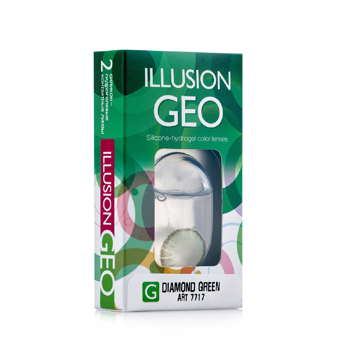 фото Контактные линзы illusion geo diamond 2 линзы r 8.6 -4,0 зеленые