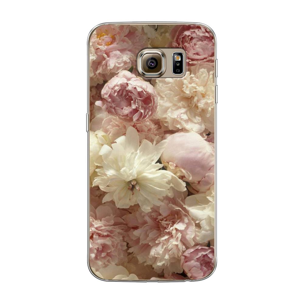 Чехол Awog на Samsung Galaxy S6 "Пионы светлые", Бежевый;коричневый, 24350-8