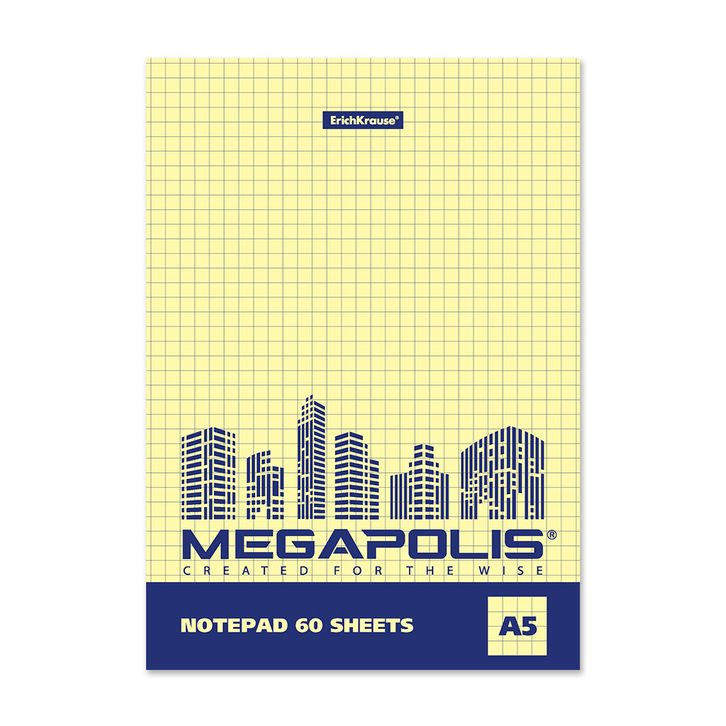 Блокнот на клею ErichKrause MEGAPOLIS Yellow Concept, А5, 60 листов, клетка, желтый внутре
Блокнот на клею ErichKrause MEGAPOLIS Yellow Concept, А5, 60 листов, клетка, желтый внутре