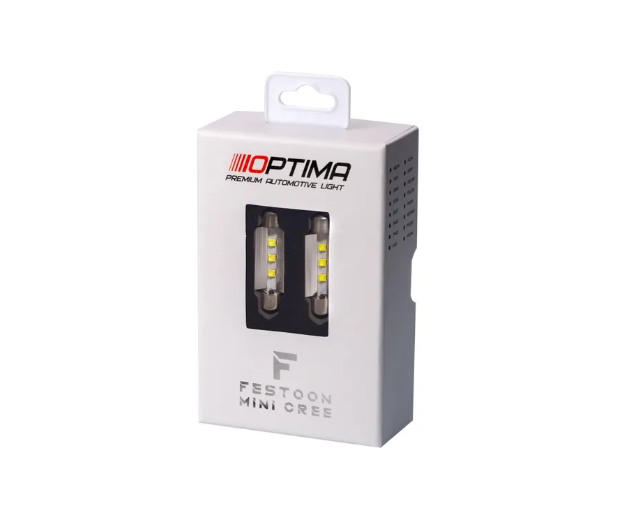 Лампа светодиодная Optima Festoon 31mm MINI-CREE, CAN, white, 3W, 12V, компл 2 шт
Лампа светодиодная Optima Festoon 31mm MINI-CREE, CAN, white, 3W, 12V, компл 2 шт