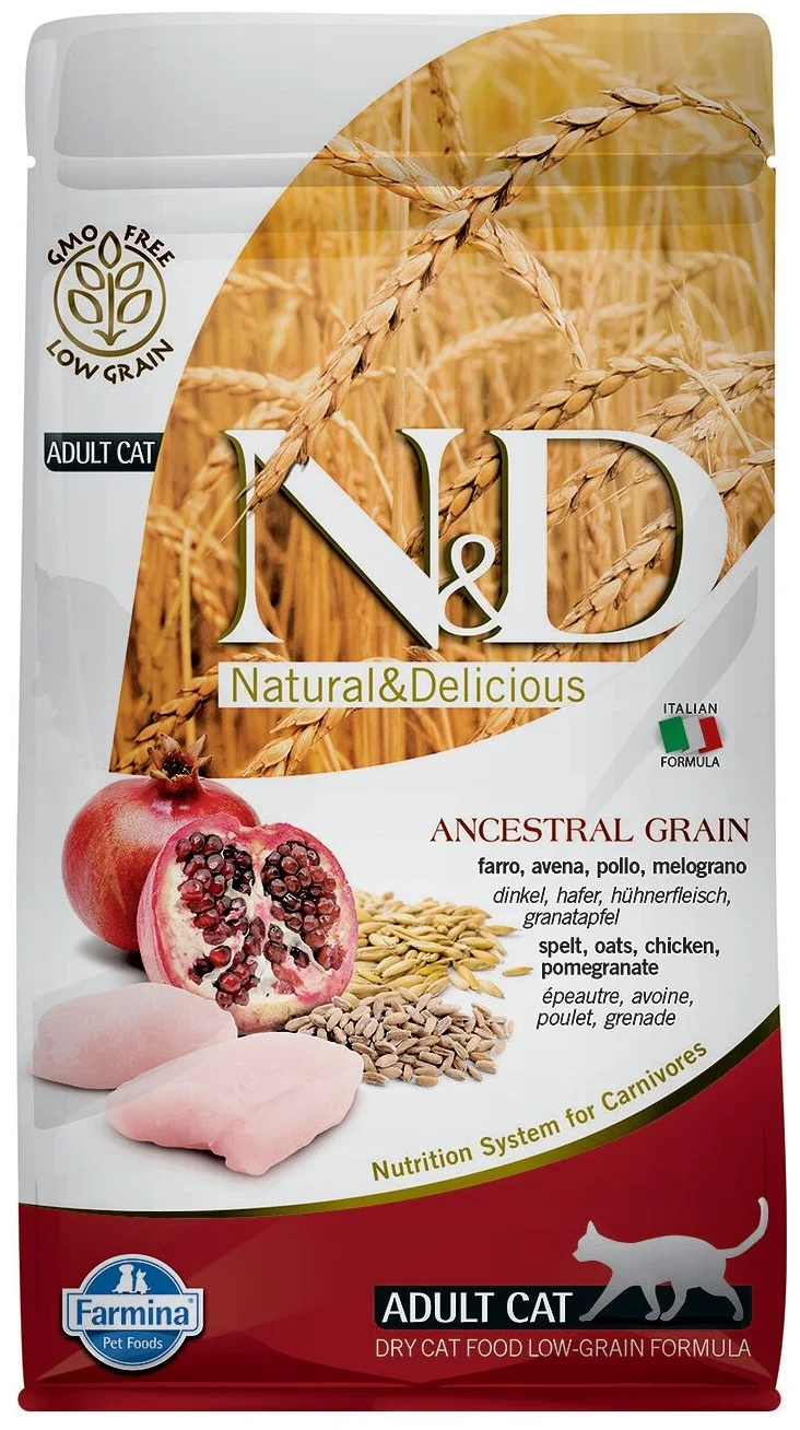 Сухой корм для кошек Farmina N&D Ancestral Grain Line с курицей и гранатом, 1,5 кг
Сухой корм для кошек Farmina N&D Ancestral Grain Line с курицей и гранатом, 1,5 кг