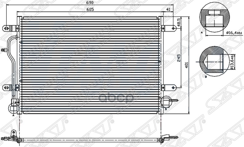 Радиатор Кондиционера Audi A4 01-07 / A6 2.0/3.0 01-04 / Allroad 4.2 00-06 Sat арт. ST-AD0
Радиатор Кондиционера Audi A4 01-07 / A6 2.0/3.0 01-04 / Allroad 4.2 00-06 Sat арт. ST-AD0