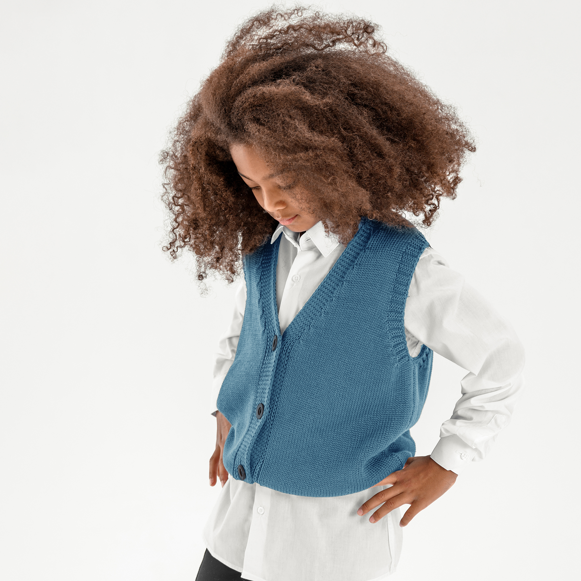 фото Жилет детский amarobaby ab-od21-knitm10, голубой, 146