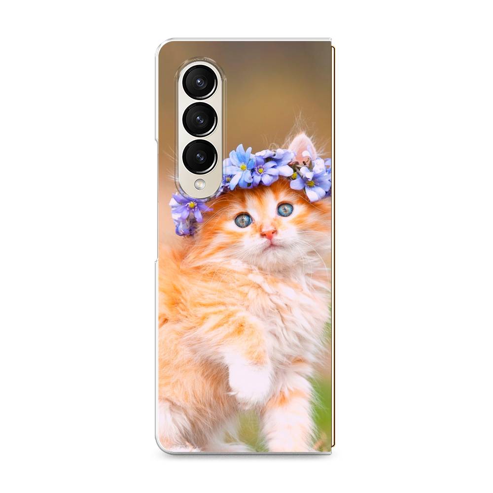 фото Чехол awog на samsung galaxy z fold 4 / самсунг галакси зет фол "рыжий кот в венке"