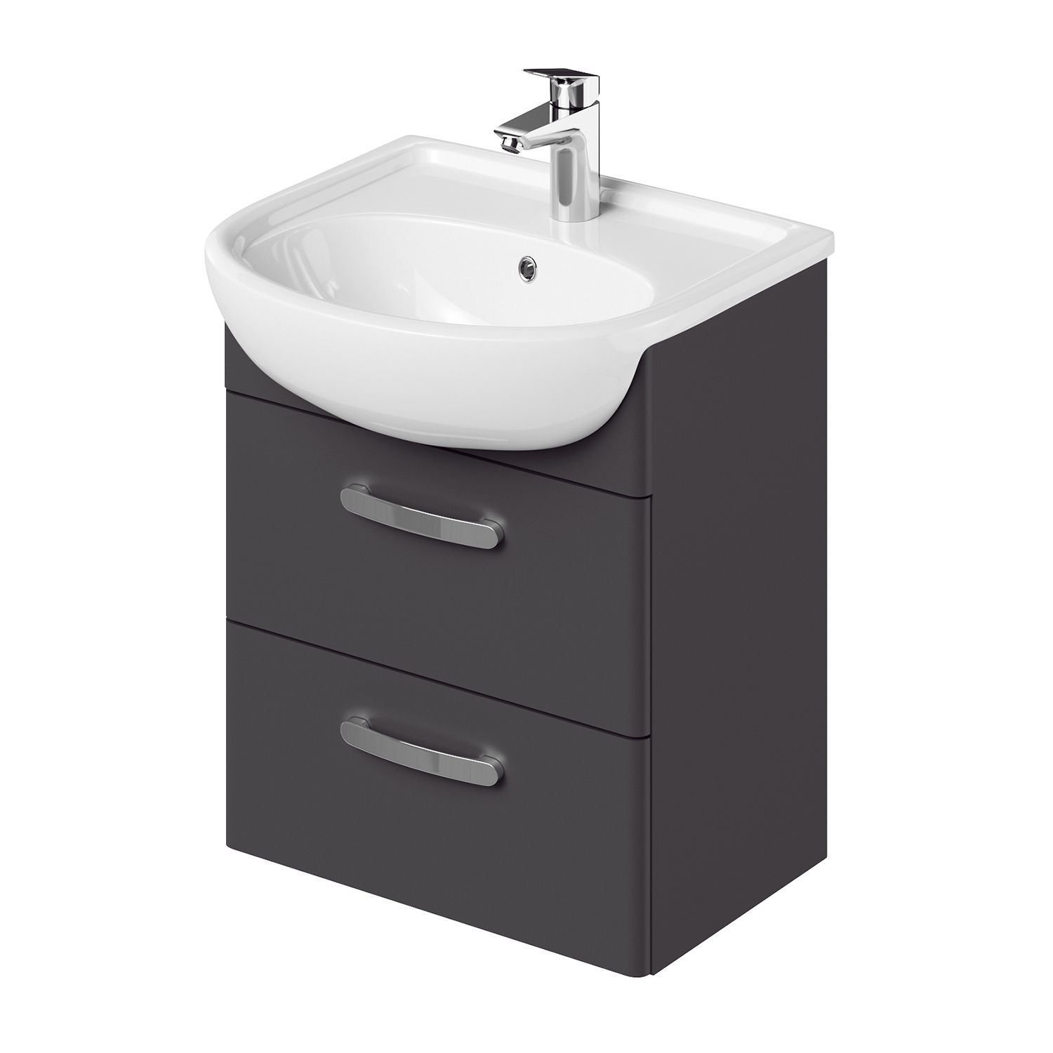 фото Тумба с раковиной подвесная ika siena 50 500х405х590 графит