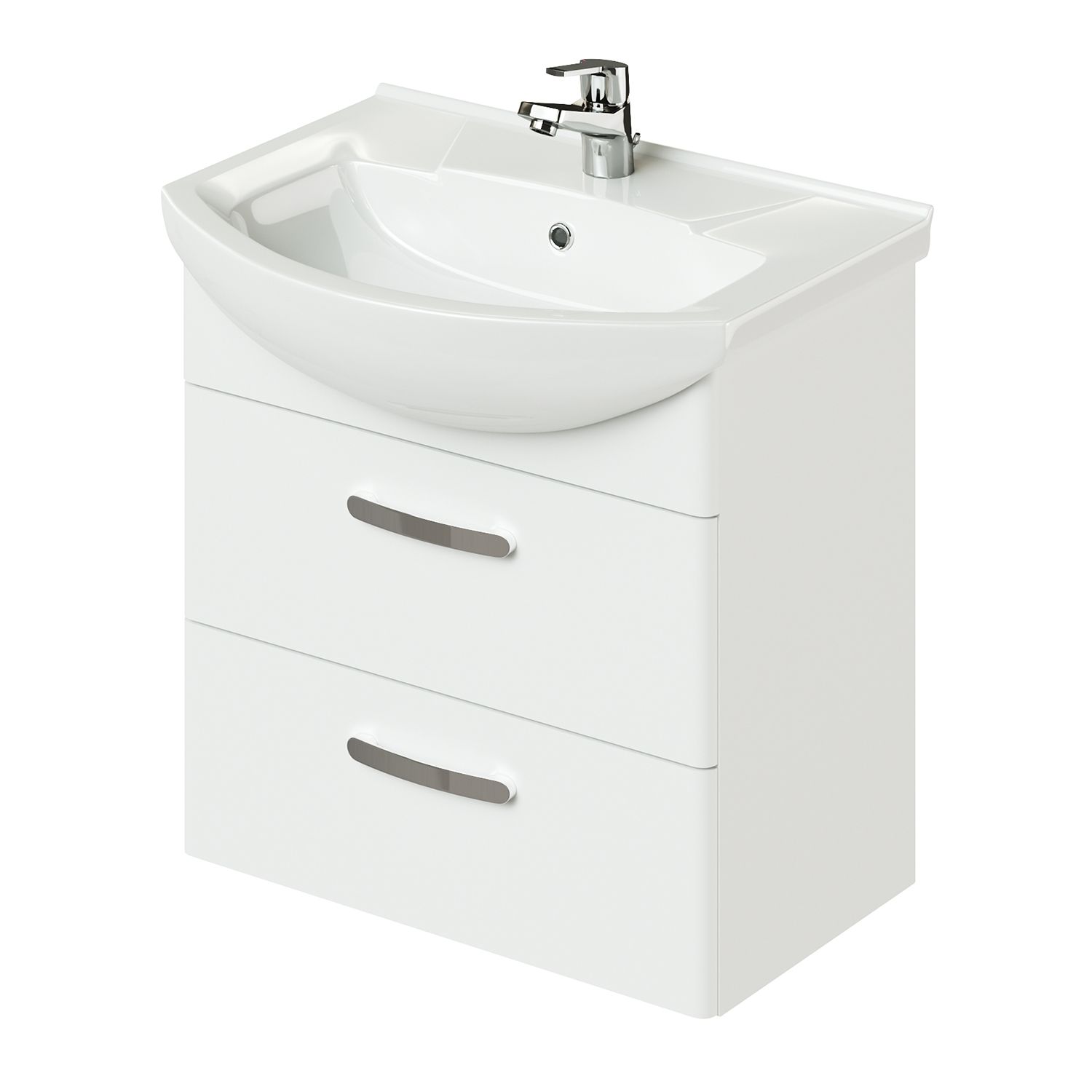 фото Тумба с раковиной подвесная ika siena 60 600х440х590 белый глянец