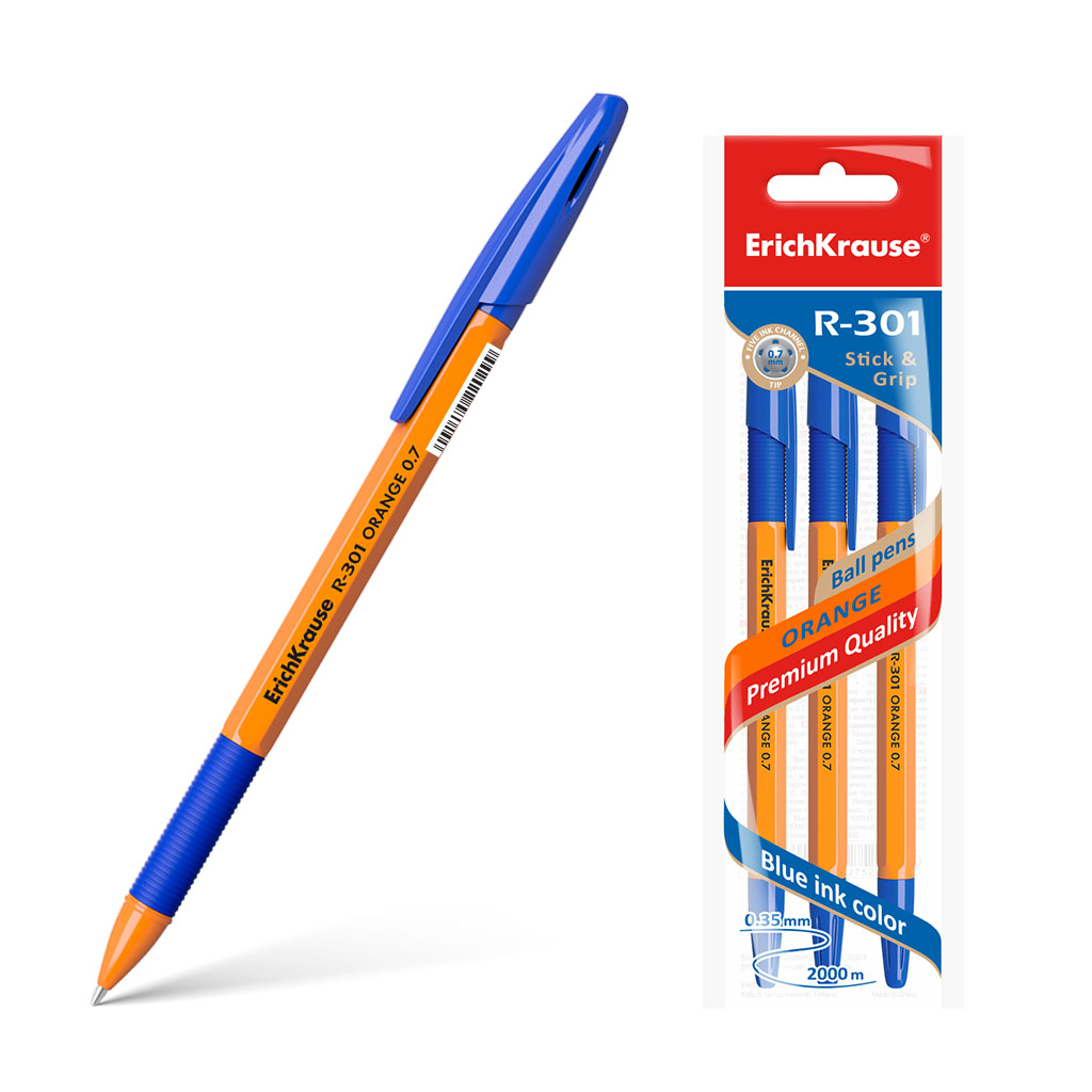 Набор ручек шариковых ErichKrause R-301 Orange Stick&Grip 42752, синие, 0,7 мм, 3 шт., R-301 Stick&Grip
Набор ручек шариковых ErichKrause R-301 Orange Stick&Grip 42752, синие, 0,7 мм, 3 шт., R-301 Stick&Grip