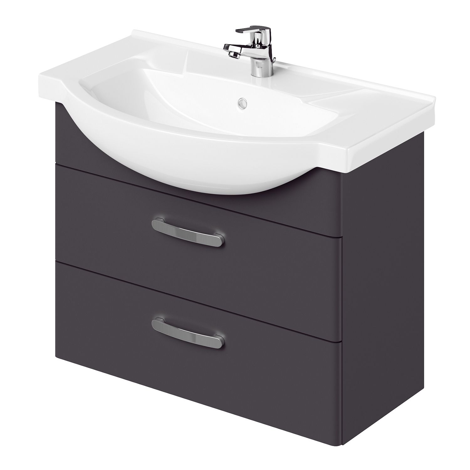 фото Тумба с раковиной подвесная ika siena 75 760х450х590 графит