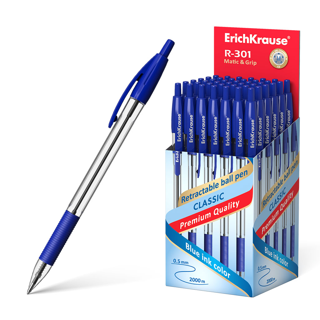 Набор ручек шариковых ErichKrause R-301 Classic Matic & Grip 46758, синие, 1 мм, 50 шт., R-301 Matic&Grip
Набор ручек шариковых ErichKrause R-301 Classic Matic & Grip 46758, синие, 1 мм, 50 шт., R-301 Matic&Grip